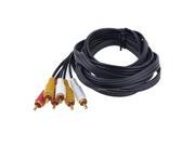Red White Yellow 3 RCA Phono Plug Male to Male AV TV Cable Lead Black 2.8M