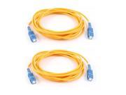 2 Pcs Simplex Single Mode SC to SC Fiber Optic Patch Jump Cable Yellow 3 Meters