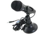 Black 3.5mm Plug Mic Microphone w Holder for Network KTV