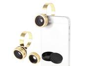 3 in 1 Phone 180 Degree Fish Eye Lens Wide Angle Micro Lens Camera Gold Tone
