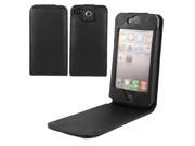 Black Vertical PU Leather Protective Phone Case Cover for Apple iPhone 4 4GS 4th