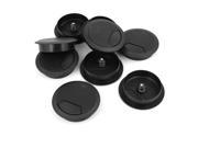 Computer PC Black Plastic Rotation Openning Grommet Cable Hole Covers 56mm 10Pcs