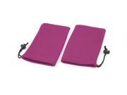 2 Pieces Fuchsia Mp3 Mp4 Cell Phone Mobilephone Mesh Pouch Bags