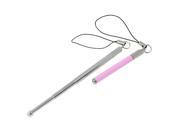 Silver Tone Pink Alloy Mini Stylus Pen Strap for Phone