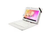 10.1 Inch Folio Artificial Leather Tablet Protector Case Cover Keyboard Case for Universal Android Tablet PC (White)