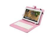 10.1 Inch Folio Artificial Leather Tablet Protector Case Cover Keyboard Case for Universal Android Tablet PC (Pink)
