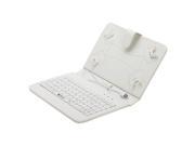 7 Inch Folio Artificial Leather Tablet Protector Case Cover Keyboard Case for Universal Android Tablet PC (White)