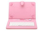 iRULU Leather USB Keyboard Case for 10 Inch Touch Screen Tablet with Buttons and Stand Pink