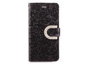 Luxury Glittering Leather Flip Wallet Case for Samsung Galaxy Note 4 Black