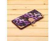 4.7 Luxury Leopard Pattern PU Leather Wallet Flip Cover Case For iPhone 6 Purple