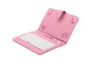 7 Inch Folio Artificial Leather Tablet Protector Case Cover Keyboard Case for Universal Android Tablet PC (Pink)