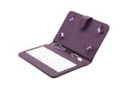 7 Inch Folio Artificial Leather Tablet Protector Case Cover Keyboard Case for Universal Android Tablet PC (Purple)