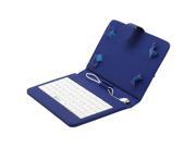 7 Inch Folio Artificial Leather Tablet Protector Case Cover Keyboard Case for Universal Android Tablet PC (Blue)