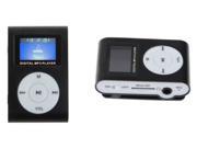 Mini Clip MP3 Music Player LCD Screen Support 2 16GB TF Card Slot BLACK
