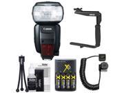 Canon Speedlite 600EX-RT Flash + Flash Bracket + Charger Accessory Kit