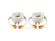2 x 100ft Security Camera Cable CCTV Video Power Wire BNC RCA White Cord DVR lot