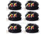 6 lot 100ft Security Camera Cable CCTV Video Power Wire BNC RCA Black Cord DVR