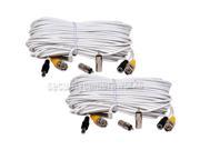 2 100ft Video Power Cable CCTV Security Camera DVR BNC Wire Cord White New b2a