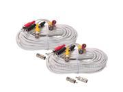 2 Pack BNC RCA Audio Video Security Camera Cable 100ft Wire Surveillance b3k