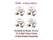 4 x Q SEE QS100Ft Extension CCTV Surveillance Security Camera BNC Power Cable