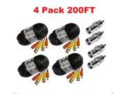 4 New 200ft BNC CCTV Video Power Cable CCD Security Camera DVR Wire Cord