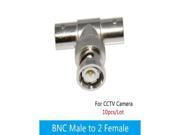 10pcs BNC Male TO 2 BNC Female Camera DVR Connector Adapter CCTV Accessories
