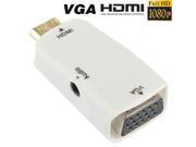 FULL 1080P HDMI to VGA and 3.5mm Audio adapter For Laptop PC Projector HDTV PS3 Xbox STB Blu ray DVD white