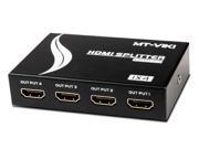 4 Port HDMI Splitter Amplifier 1x4 Ports 1080P V1.4 HDTV 3D HD Audio Black