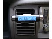 Car Vehicle Digital Clock Thermometer Blue Backlight LCD Display