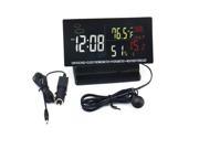 LCD Digital Car Alarm Clock Voltage Thermometer Hygrometer Weather Forecast