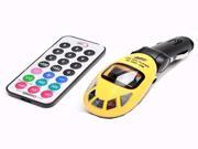 SD MMC USB MP3 Wireless LCD Car Mp3 Player Car FM Transmitter with remote controller Yellow Audio Cable