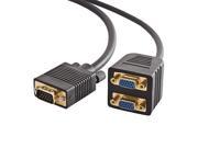 Splitter 1 VGA Male to Dual 2 VGA Female Converter Y 1FT Cable Gold Plated