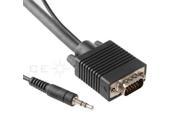 Premium SVGA VGA Male M M 15Ft Cable With 3.5mm Audio Stereo For Monitor TV