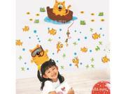 can remove wall kindergarten children room toilet decorate the kitten fishing wall stickers JM8354