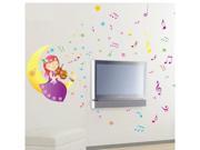 The Moon Violin Wall Stickers Symbol Music Girl Sitting Room Tv Romantic Background Of Bedroom The Head Of A Bed Ay878