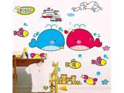 Bathroom waterproof wall stick stickers Kiss fish The whale cartoon wall stickers children room DM57 0041