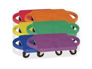 Scooter Set wSwivel Casters Plastic Rubber 12 x 12 Assorted Colors 6 Set
