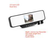 3.5 Inch LCD Dual lens vehicle Reariew Mirror Car DVR Video Dash Cam With HD Wide-angle View Camcorder