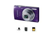 Canon PowerShot ELPH 135 Digital Camera, Purple With Basic Accessory Bundle