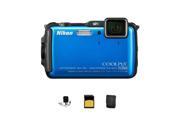 Nikon Coolpix AW120 Digital Camera, Blue With Basic accessory Bundle #26466 A