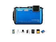 Nikon Coolpix AW120 Digital Camera, Blue With Upgrade accessory Bundle #26466 B