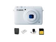 Canon PowerShot N100 Digital Camera, 12.1MP, White With Bascic Accessory Bundle