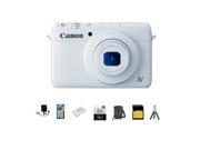 Canon PowerShot N100 Digital Camera, 12.1MP, White With Upgrade Accessory Bundle
