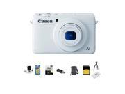 Canon PowerShot N100 Digital Camera, 12.1MP,White With advanced Accessory Bundle