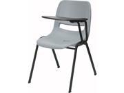 Gray Ergonomic Shell Chair with Left Handed Flip Up Tablet Arm
