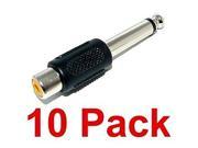 10 pack RCA female to 1 4 male mono audio adapters NEW