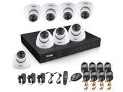 ZOSI 8 CH HDMI Digital Video Recorder Home Security System 8PCS 960H 800 TVL IR Outdoor Surveillance CCTV Waterproof Camera Kit White Color