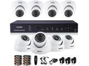 ZOSI 8 CH HDMI Digital Video Recorder Home Security System 8PCS 960H 1000 TVL IR Indoor Outdoor Surveillance CCTV Waterproof Camera Kit White Color