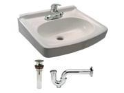 ZURN INDUSTRIES Z5354.119.1.07.00.00 Bathroom Sink Kit Wal White 19 1 2 In. L