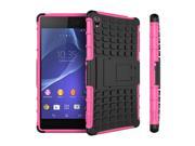 Tire Style Tough Rugged Dual Layer Hybrid Hard KickStand Slim Armor Case for Sony Xperia Z3 Kick Stand Duty Armor Mobile Phone Bags